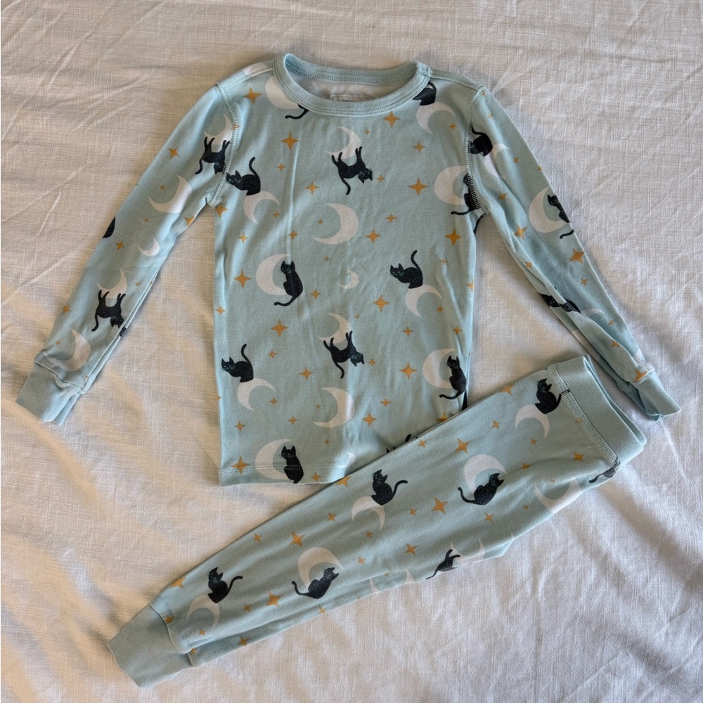 Crewcuts Blue Pajama Set with Cat and Moon Design